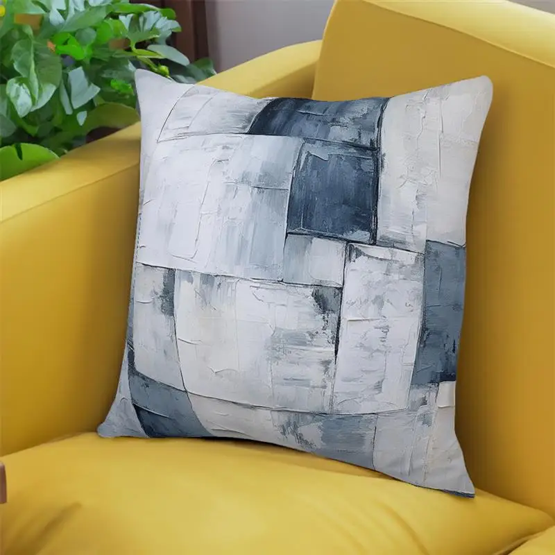 Сине-белая Акварельная Шахматная серия наволочка для подушки 45*45 подушка дивана