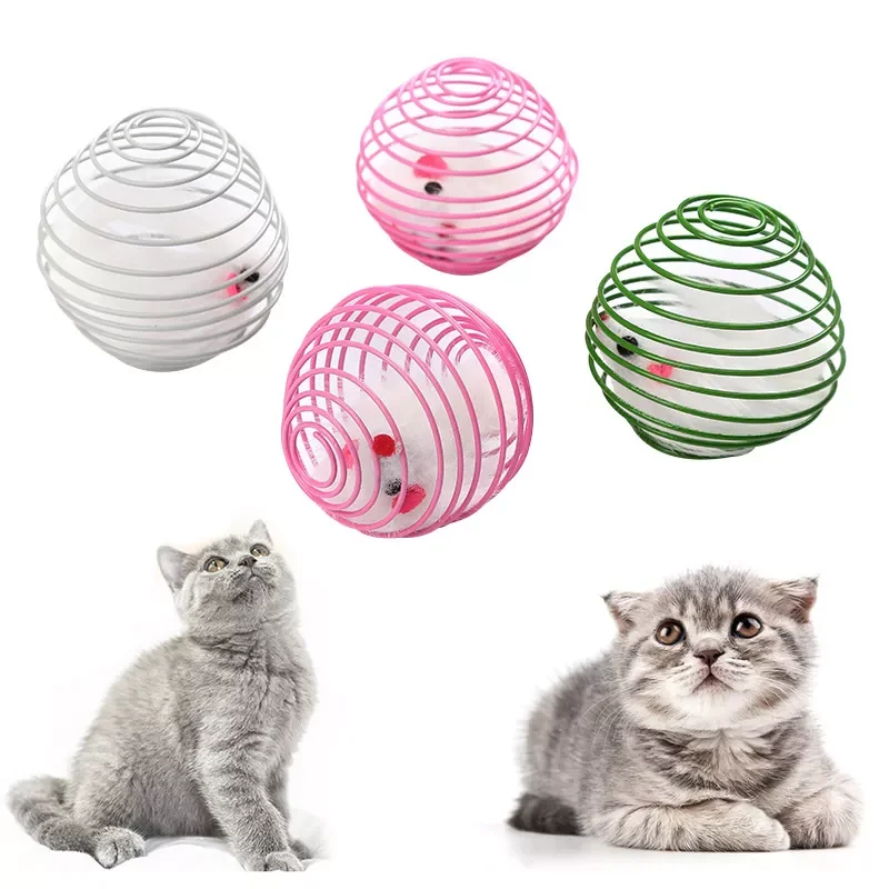 

2020JMTCat Toys Colorful Cat Spring Toys Funny Interactive Cat Toy Creative Plastic Spring Coil Pet Toys Supplies Color Random