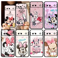 disney pink minnie mickey for google pixel 7 6 6a 5 4 5a 4a xl pro 5g silicone shockproof soft tpu black phone case cover fundas