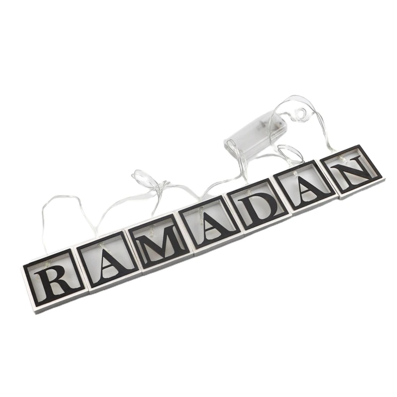 

Wooden Eid String Light Led Ramada Mubarak Letters Lamp Ornament Crafts
