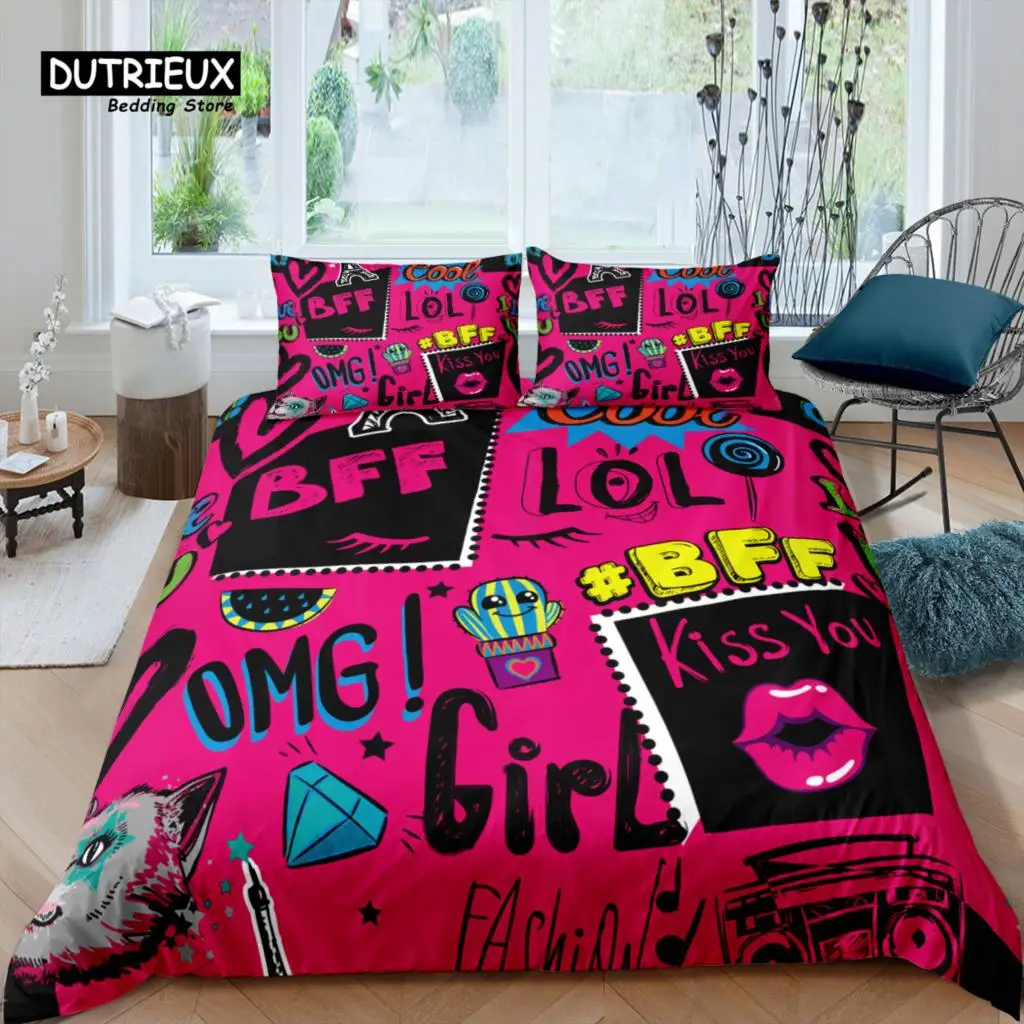 

Home Living Luxury 3D Love Music Bedding Set Duvet Cover Pillowcase Kids Bedding Set Queen and King EU/US/AU/UK Size