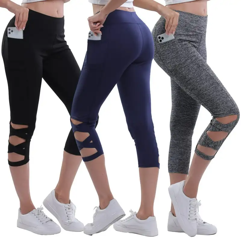 

Crush 3 Pack Capri Leggings with Pockets for Women-Leggings for Women-Tummy Control-Workout Leggings-Womens Yoga Pant