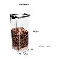 1800ml stackable food storage container sealed canister food grade plastic coffee beans tea sugar kitchen accessories
