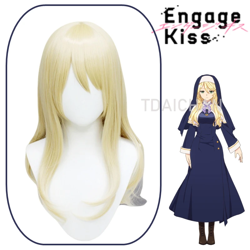 

Sharon Holygrail Cosplay Wig Anime Engage Kiss Sharon Blonde Long Hair 65cm Halloween Carnival Role Play Party Cos Props