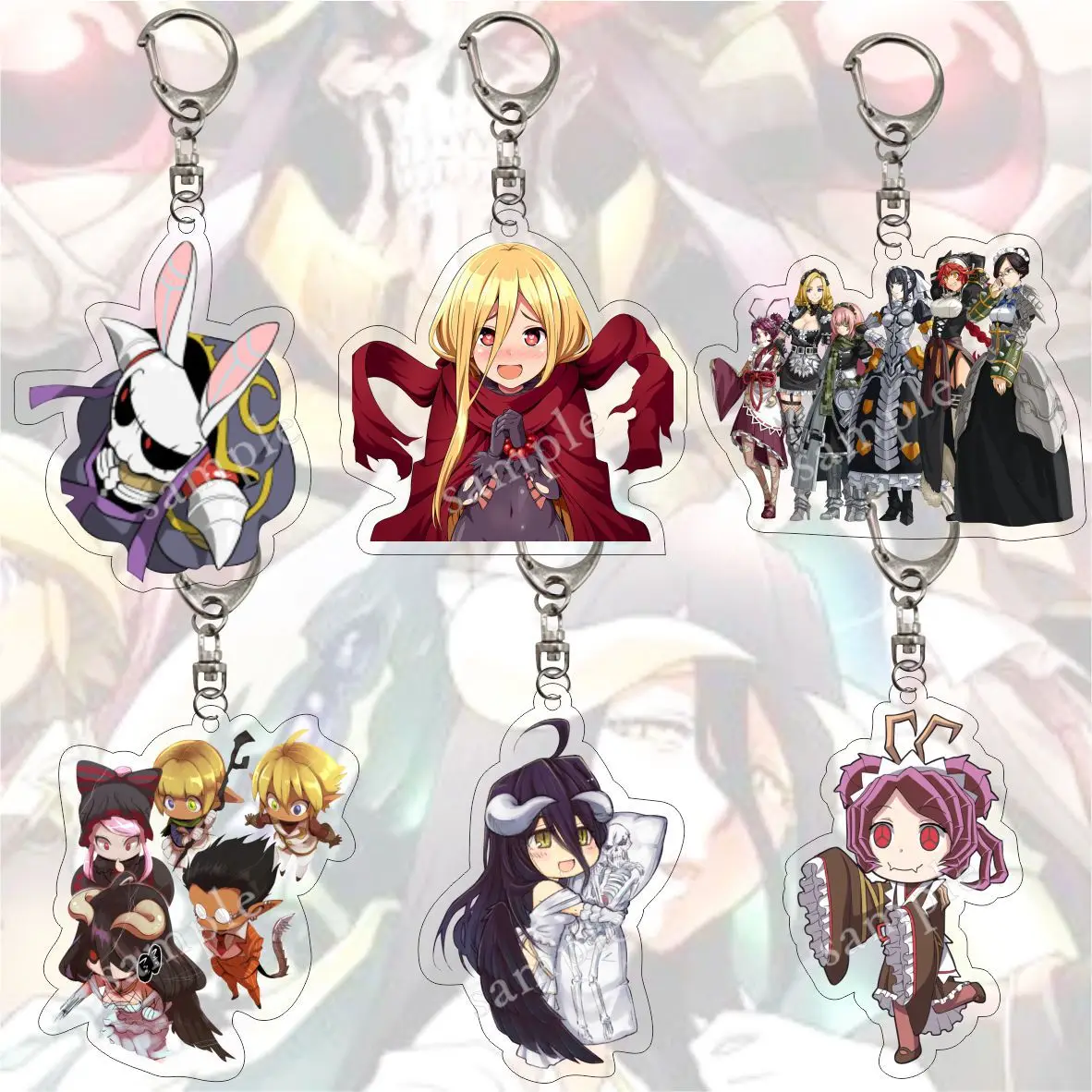 

Anime Overlord Group Acrylic Keychains Albedo Ainz Ooal Gown Cartoon Figures Key Chains Bag Pendant Keyring Otaku Fans Jewelry