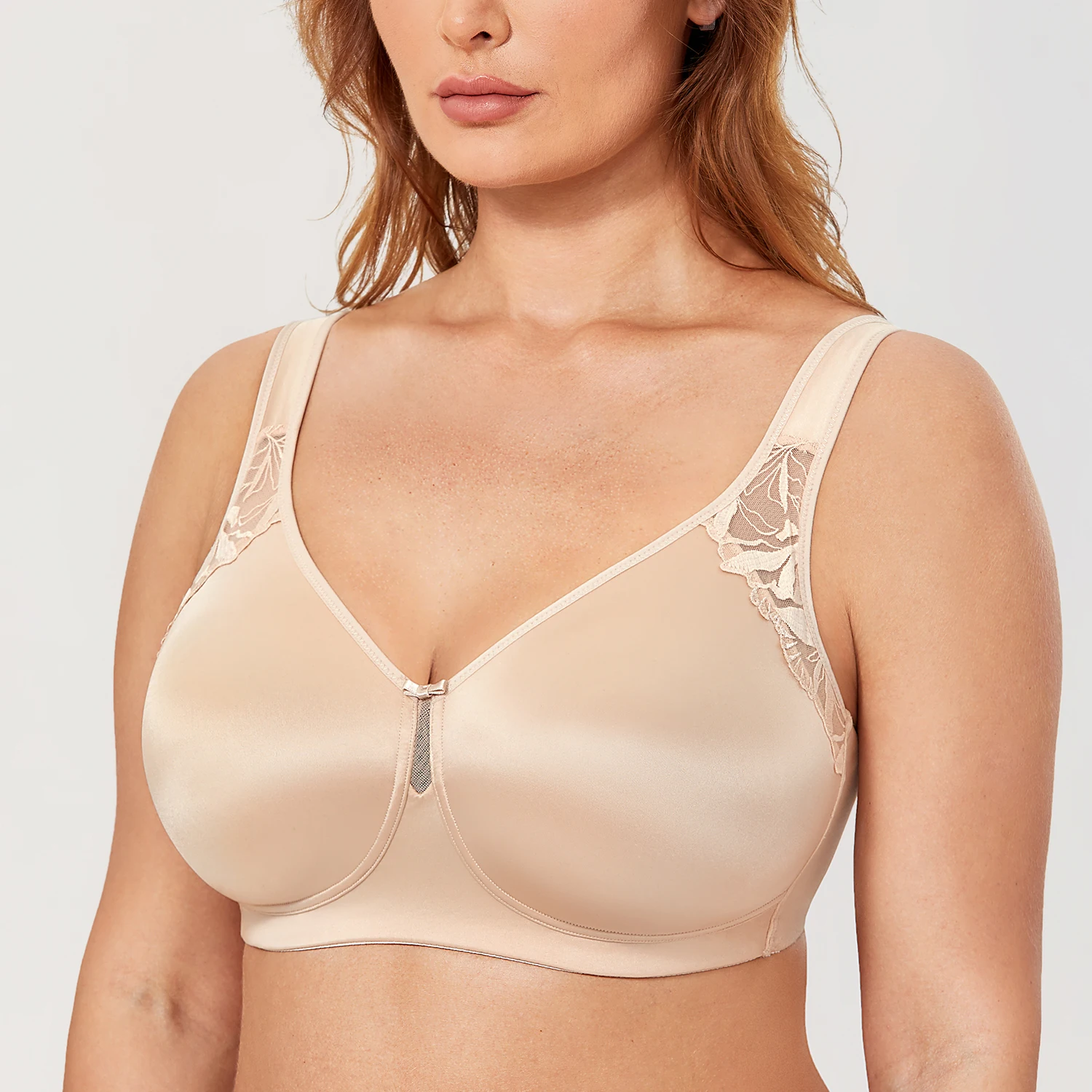 Women's Wireless Lace Bra Full Coverage Plus Size Unlined Support Bras