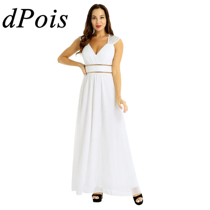 

DPOIS Summer Women Lady Long Dresses Wedding Party Dresses Clothing Elegant Adults Full Length Evening Ball Grown Dance Wear
