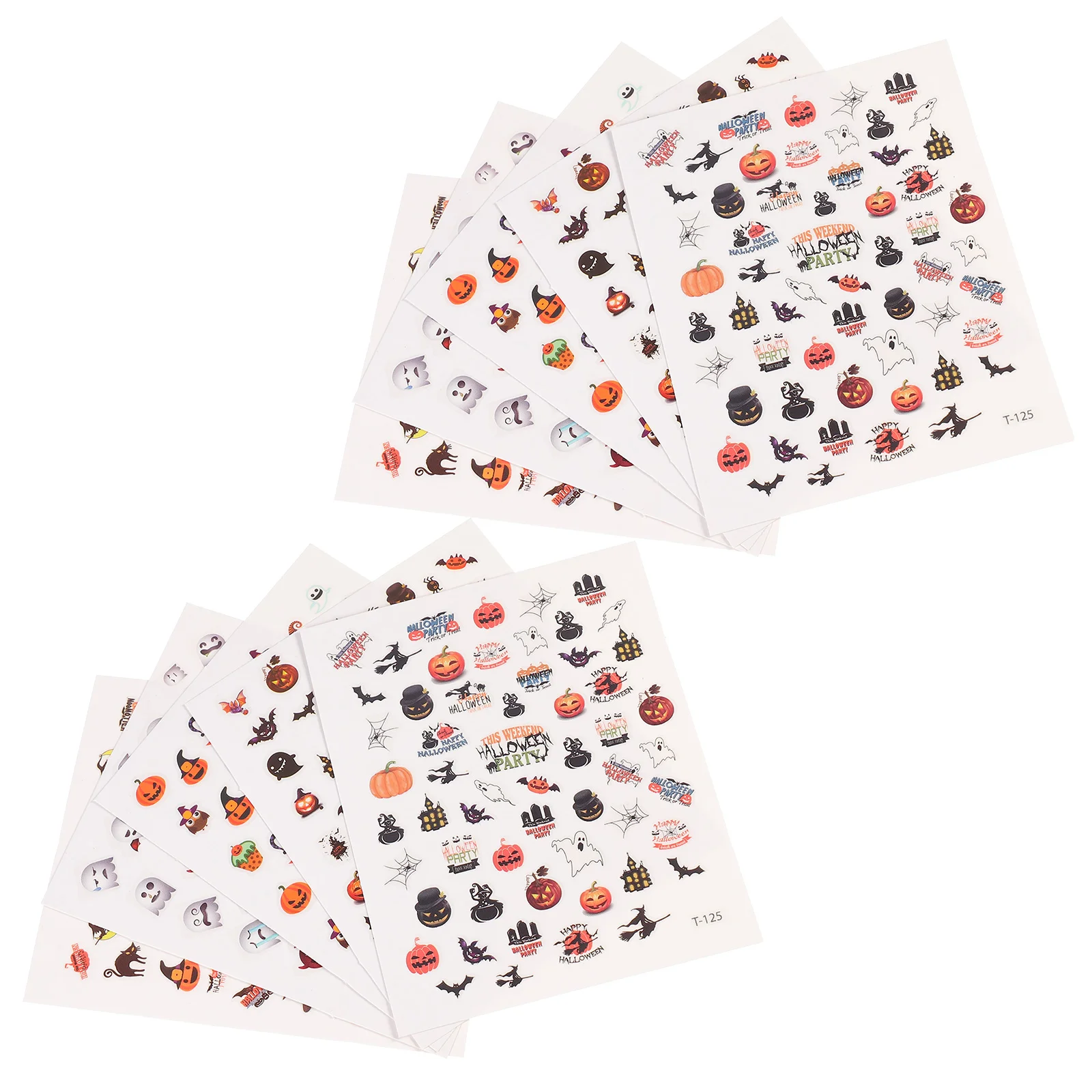

10 Sheets Halloween Nail Stickers Nail Decal Horror Manicure Tip Wraps