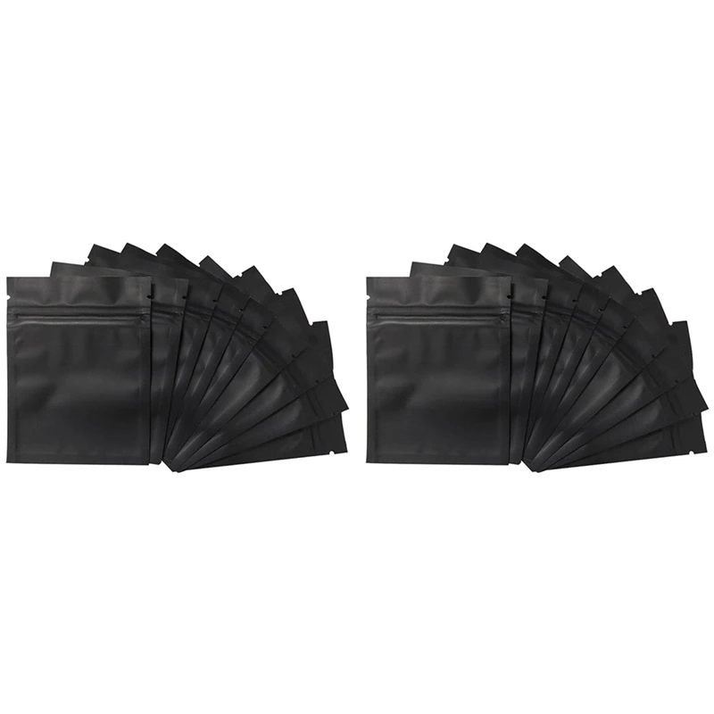

200 Pack Smell Proof Bags - 3 X 4 Inch Resealable Mylar Bags Foil Pouch Bag Flat Zipper Closure Bag Matte Black