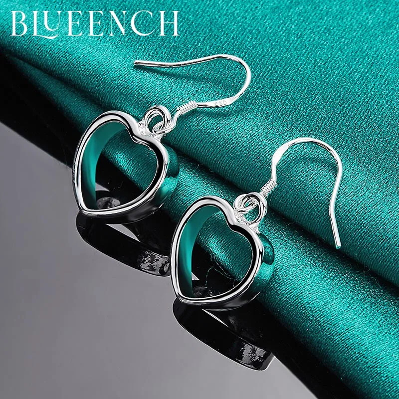 

Blueench 925 Sterling Silver Heart Peach Cutout Drop Earrings For Woman Wedding Proposal Romantic Fashion Jewelry