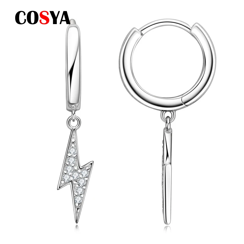 

COSYA 925 Sterling Silver 0.1 Carat Moissanite Diamond Hoop Drop Earrings for Women Sparkling Wedding Party Fine Jewelry Gifts