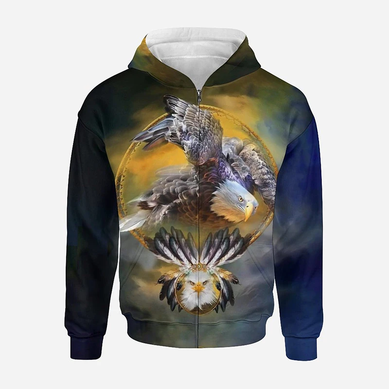 

Пуловер с 3D-принтом орла ястреба, мультяшный пуловер для мужчин, женщин, детей, повседневные толстовки на молнии, кавайная модная толстовка ...