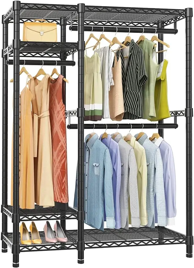 

Вешалка для одежды vipy V2S, вешалка для одежды коммерческого класса, 4 уровня, регулируемые стеллажи из проволоки, вешалки для одежды с 3 подвесными стержнями