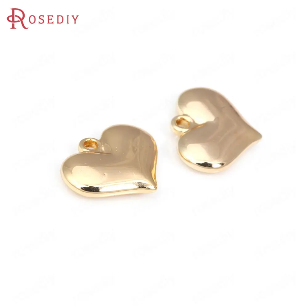 

6PCS 11x14MM 24K Gold Color Brass Heart Charms Pendants Jewelry Necklaces Earrings Making Supplies Diy Findings Accessories