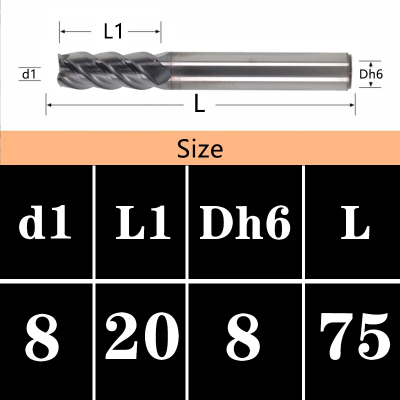 

GEEFUN Hrc70 четыре канавки плоская Концевая фреза 8 мм 10 мм карбидные фрезы для закаленной стали