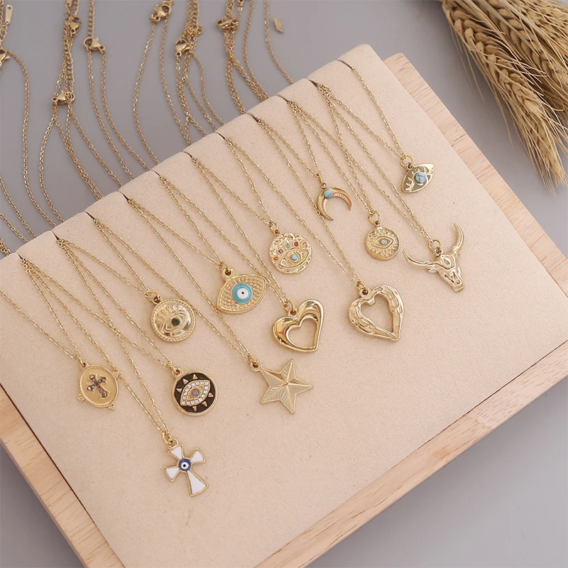 

Stainless Steel Animals Gold Plated Necklaces for Women Electroplating Drip Oil Clavicle Necklace Fashion Geometric Jewelry Gift