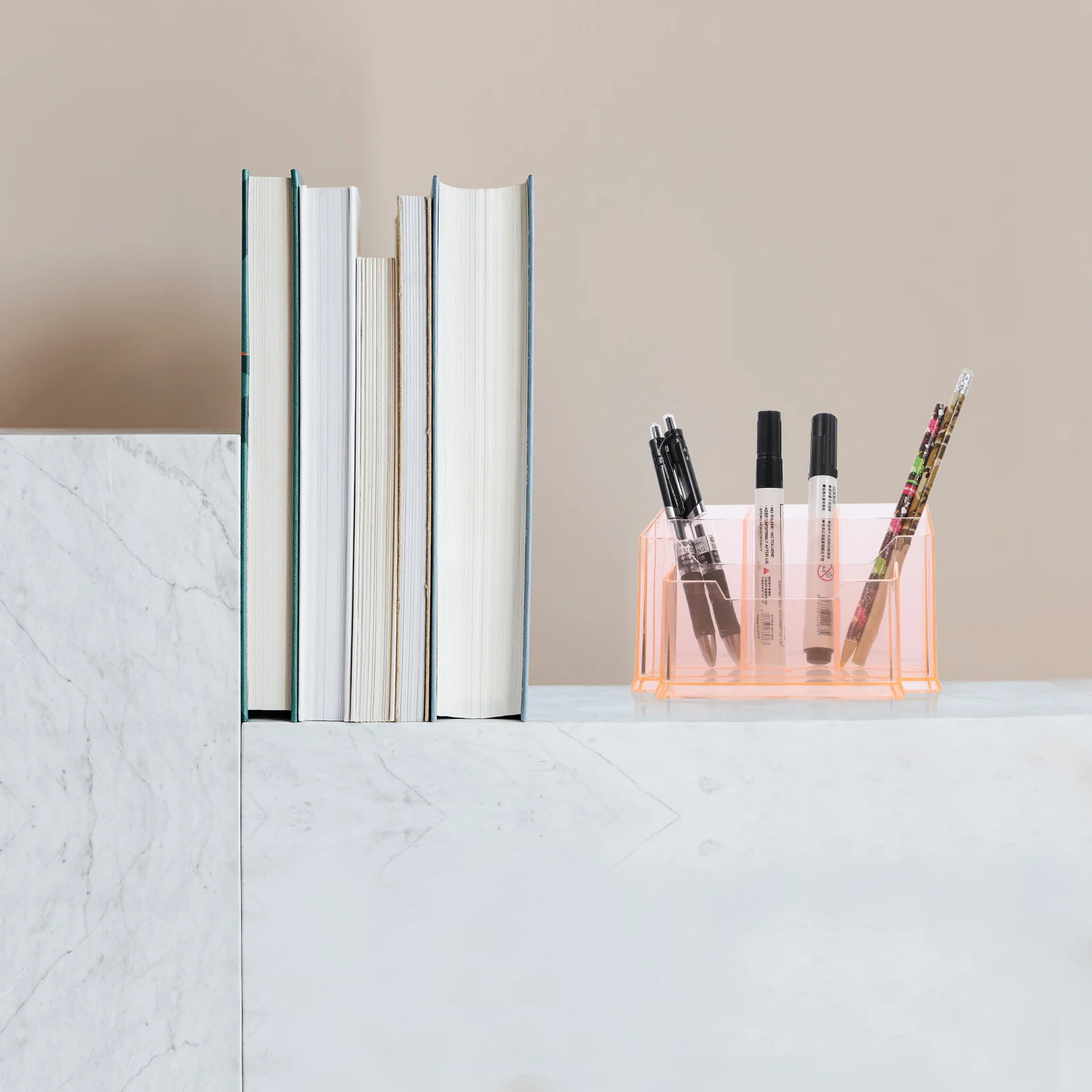 

1 PC Pen Holder Cup Acrylic Multi-grids Large Capacity Stationery Organizer for Office Desktop