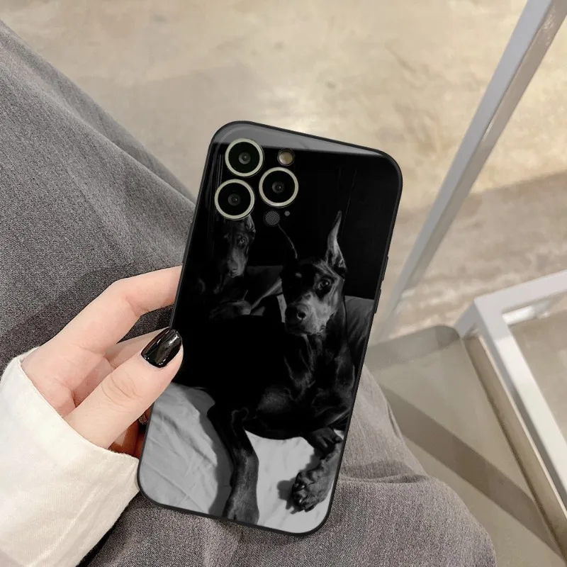 cool dobermann animal Phone Case FOR IPhone 14 13 11 12 Pro 8 7 Plus X 13 Pro MAX XR XS MINI Black Covers