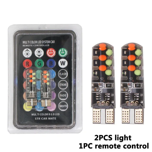 

RXZ T10 RGB W5W LED RGB COB 194 168 красочные многорежимные автоматические боковые лампы с пультом дистанционного управления и пультом дистанционного управления