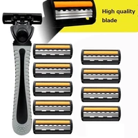 men safety shaving blades beauty barber tool face hair removal 6 layer razor shaving blades with 42 replacement razor heads