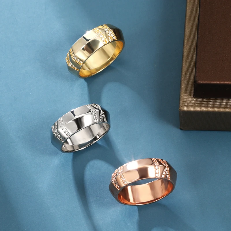 

Men's Ring S925 Sterling Silver tif Ring with Zircon Simple Fashion High Quality Wedding Gift