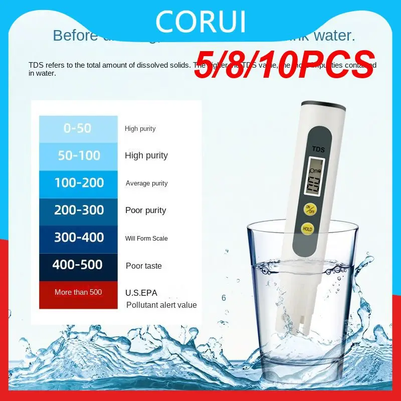

5/8/10PCS Portable Acidity Meter 3 Seconds Measurement Titanium Alloy Probe Ec Water Meter Low Power