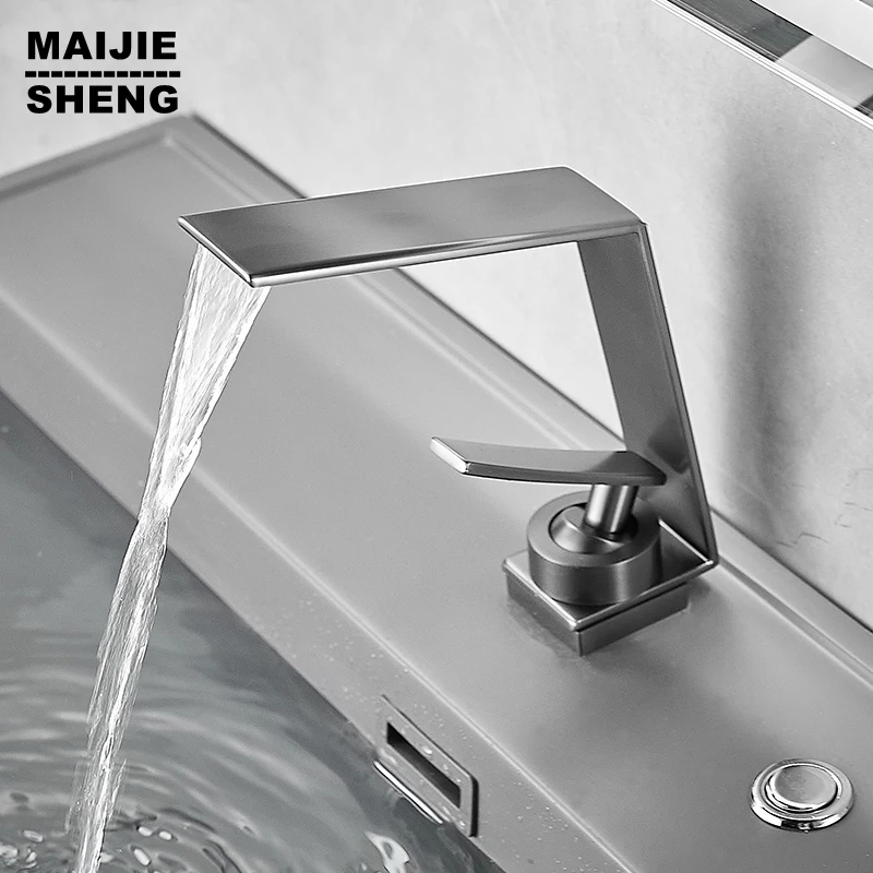 Матовый золотой или темно-серый смеситель для раковины мойки крепление на бортик