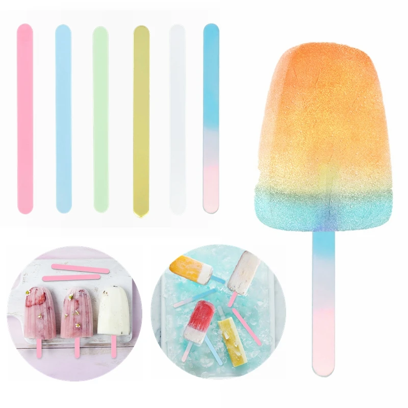 

10pcs Acrylic Popsicle Sticks Reusable Creamsicle Ice Cream Cakesicle Cake Candy Lollies Pop Sticks DIY Crafts Kitchen Gadgets