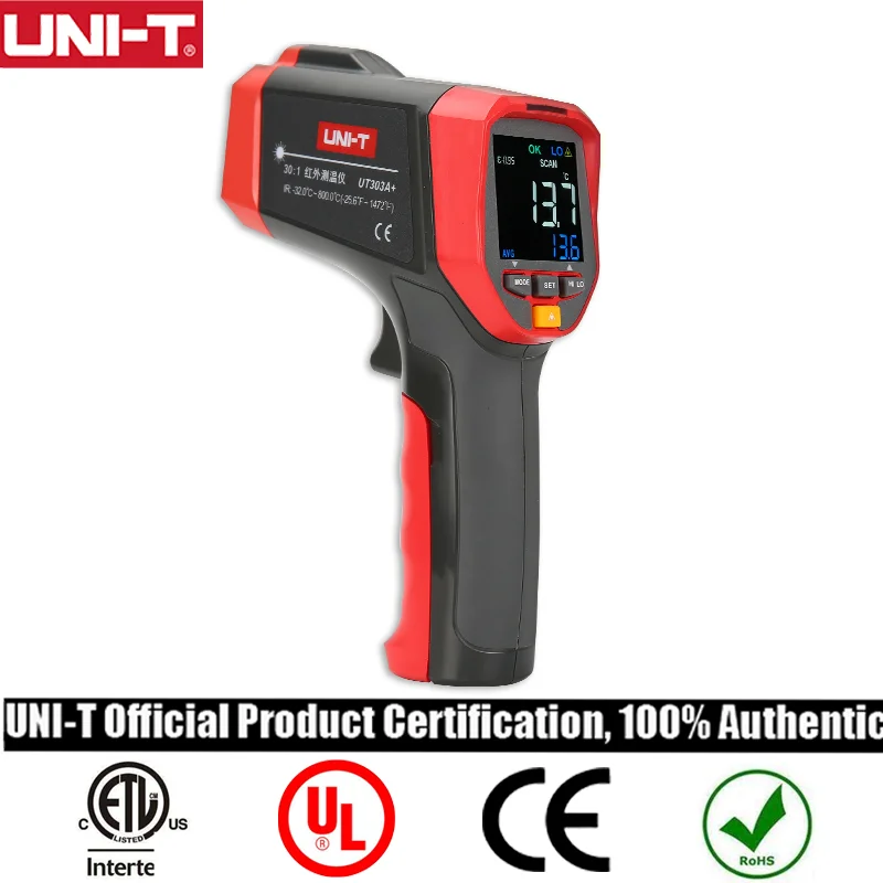 

UNI-T UT301A+ Non Contact Infrared Laser Thermometer HD Color Screen Industrial Temperature Measurement UT301C+ IR Gun