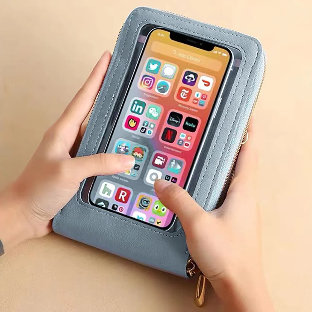 Mobile Phone Bags Women Wallets Card Package Waterproof Touch Screen Cell Phone Pack Walls Series Tote Purse Female Shoulder Bag