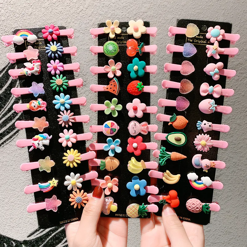 

10Pcs hair clip set Girl Cute Hair bands Hair Accessories Bow Flower fruit headwear Hairpins cartoon hair band Hairpin Headdress