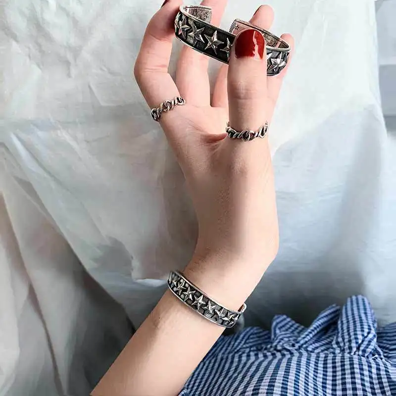 

FMILY Minimalist Star Bracelet 925 Sterling Silver New Fashion Retro Wild Creative Hip-hop Punk Jewelry for Girlfriend Gift