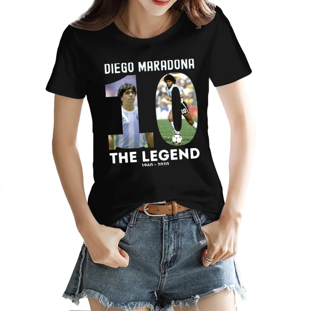 

Funny diego maradona Maradona Crewneck T-shirt Black Nerd FreshTops Tees European Size