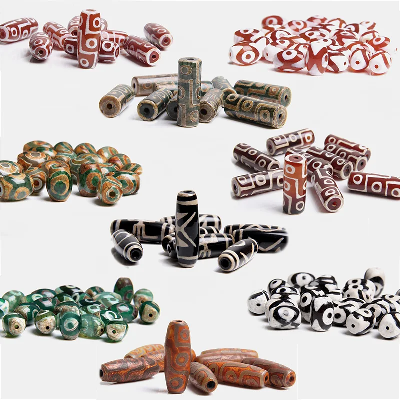 5pcs tibetan dzi eyes bead pendant charm natural Vintage Green orange agates Stone Bead Accessories for jewelry making wholesale |