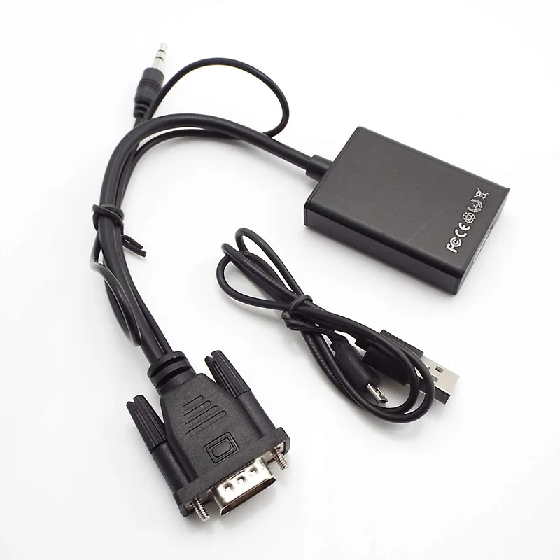 1080P Full HD VGA-совместимый конвертер с HDMI-кабелем аудиовыход адаптер VGA для ПК