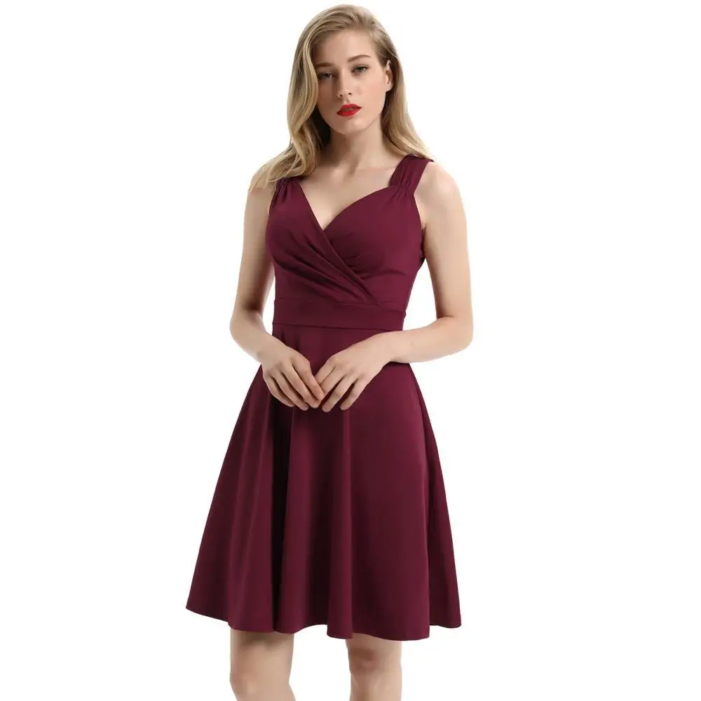 

Vintage Women V-neck Formal Dress 2023 New in A-Line Sleeveless Slim Dress Elegant Female Graduation Party Evening Dresses