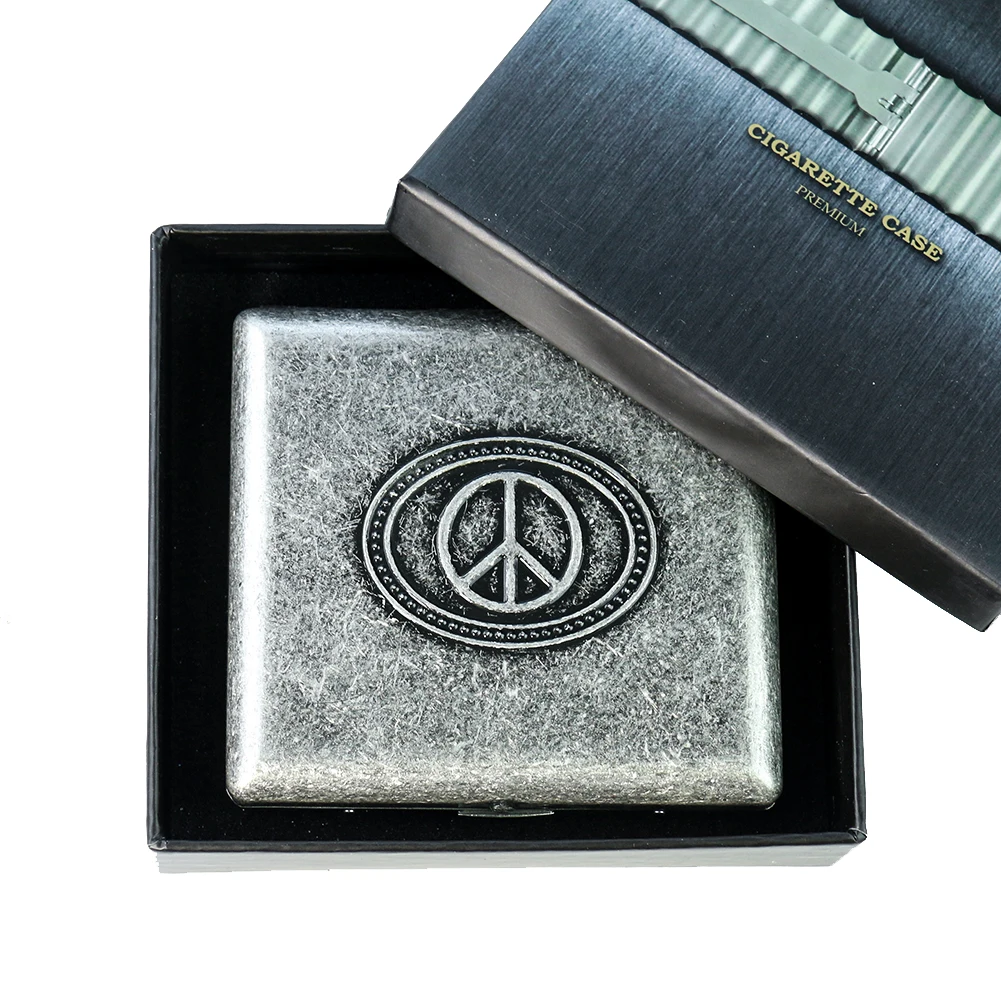 

Pure Copper Peace Sign Cigarette Case for 20 Sticks Cigarette Container Box Holder Tobacco Smoking Accessories with Gift Box