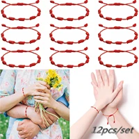 12pcslot boho 7 knots red string bracelet for protection lucky amulet adjustable braided rope charm anklet wristband jewelry