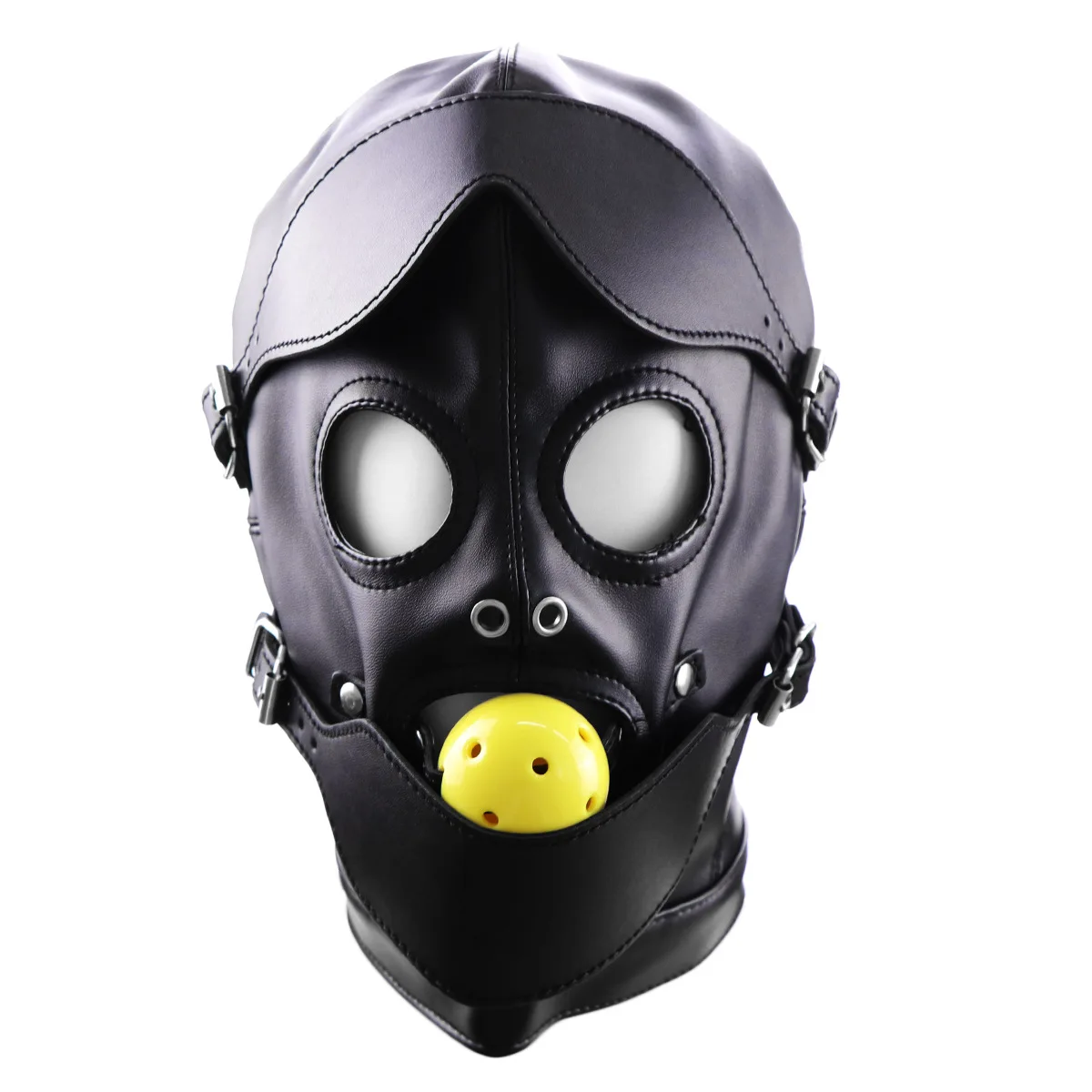 

Эротическая маска для косплея Фетиш бондаж головной убор с шариком для рта кляп БДСМ горячий эротический кожаный капюшон для мужчин взрослые игры секс-маска
