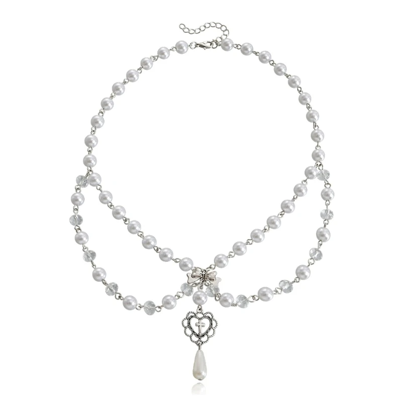 

Heart Tassel Necklace Vintage Layered Necklace Punk Choker Clavicle Chain Gift