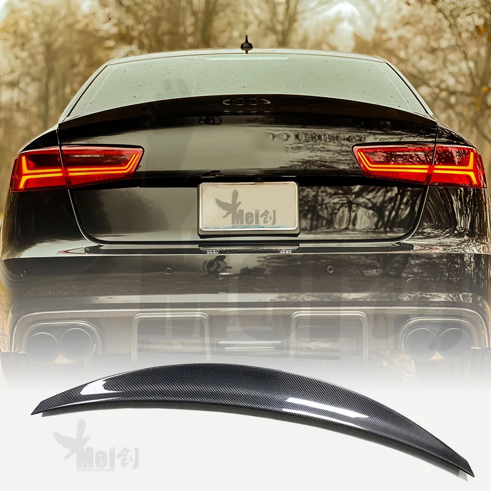 Фото Для Audi A6 S6 B9 C7 4-дверный седан 2012-2016 Hk стиль Высокое качество углеродное волокно заднее крыло крыша задняя коробка украшенный спойлер ﻿ №2