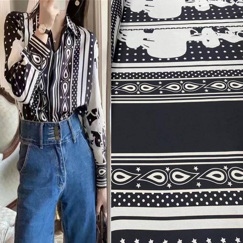 

Модная классическая Высококачественная рубашка из шелка тутового шелкопряда, ткань для одежды 21 ММИ, стрейчевая саржевая шелковая ткань, платье с персонажем шириной 1,4 метра