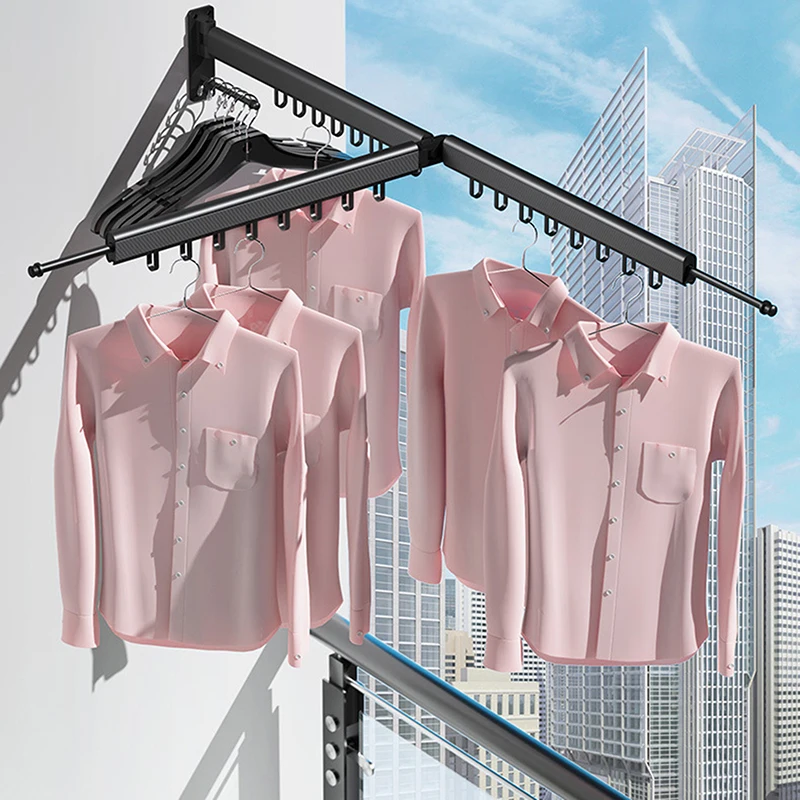 Rack Hanger Wall Mount Black Silver Folding Clothes Aluminum Alloy Clothes Rack For Indoor Outdoor Storage