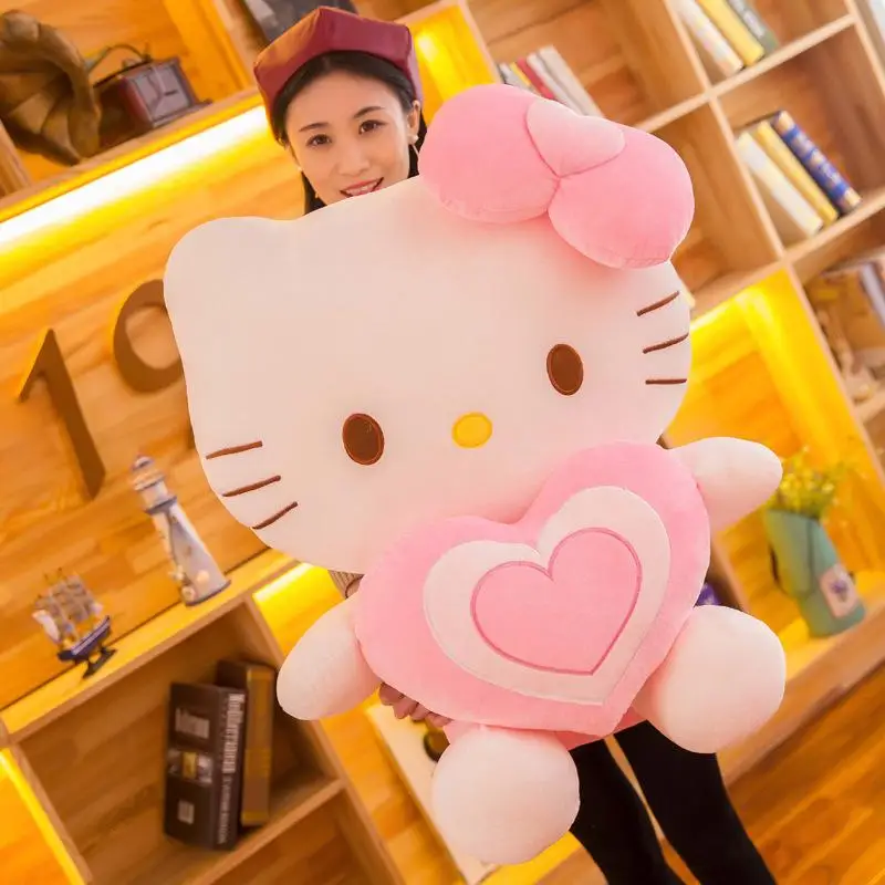 Hellokitty Sanrio Plushie Kawaii Cartoon Cute Cuddling Cat Puppet Pusheen Cat Dolls Anime Plush Toys For Girl Birthday Xmas Gift