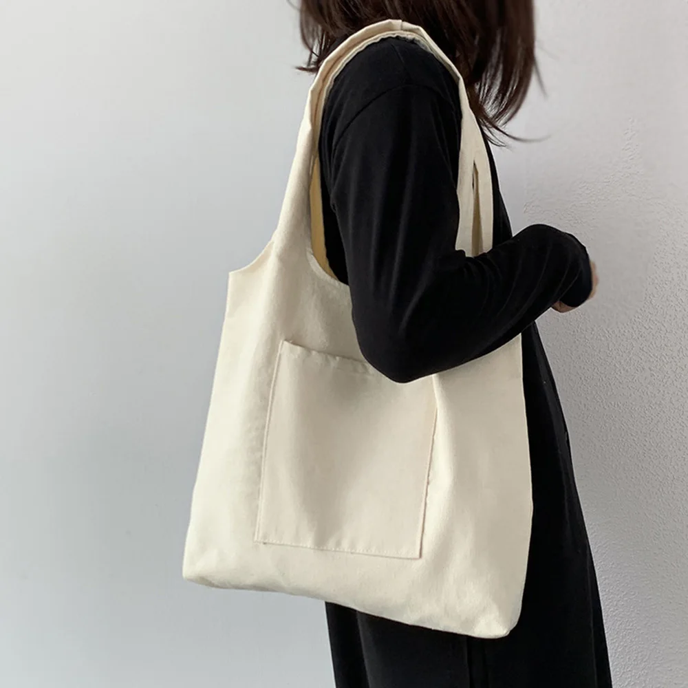 

Однотонная Холщовая Сумка с ручной росписью для женщин, простой литературный дорожный портфель на одно плечо, вместительная школьная сумка