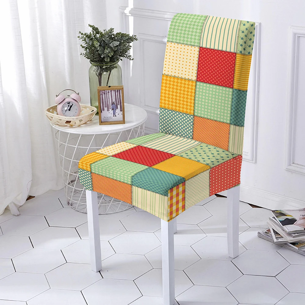 

Geometric Print Chair Cover Spandex Elastic Chair Cover Dustproof Living Room Chair Cover Restaurant Banquet Hotel Home Decor