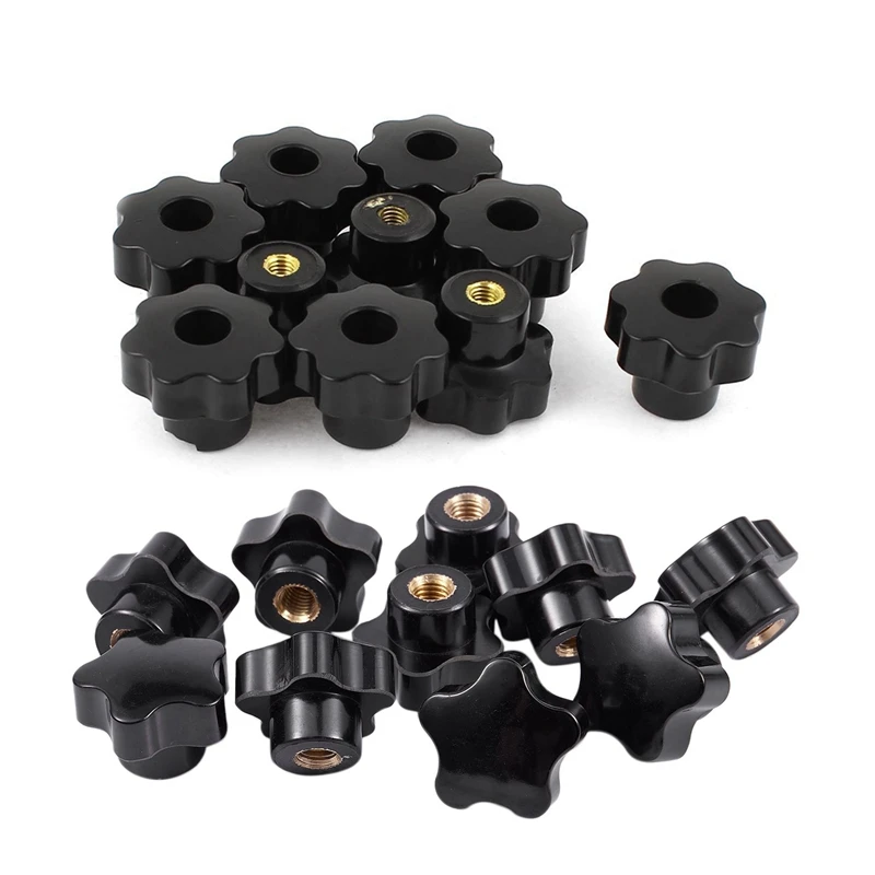 

JFBL Hot 10 Pcs 32Mm Dia M6 Thread Screw On Type Star Head Clamping Knob Grip & 10Pcs M8 Thread 30Mm