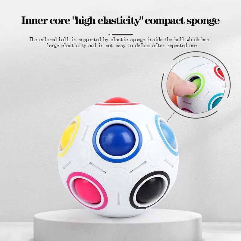 Fidget Toys Puzzle Ball for Children Magic Rubix Cube Rainbow Ball Cube Speed Football Adult Stress Reliever Decompression Ball