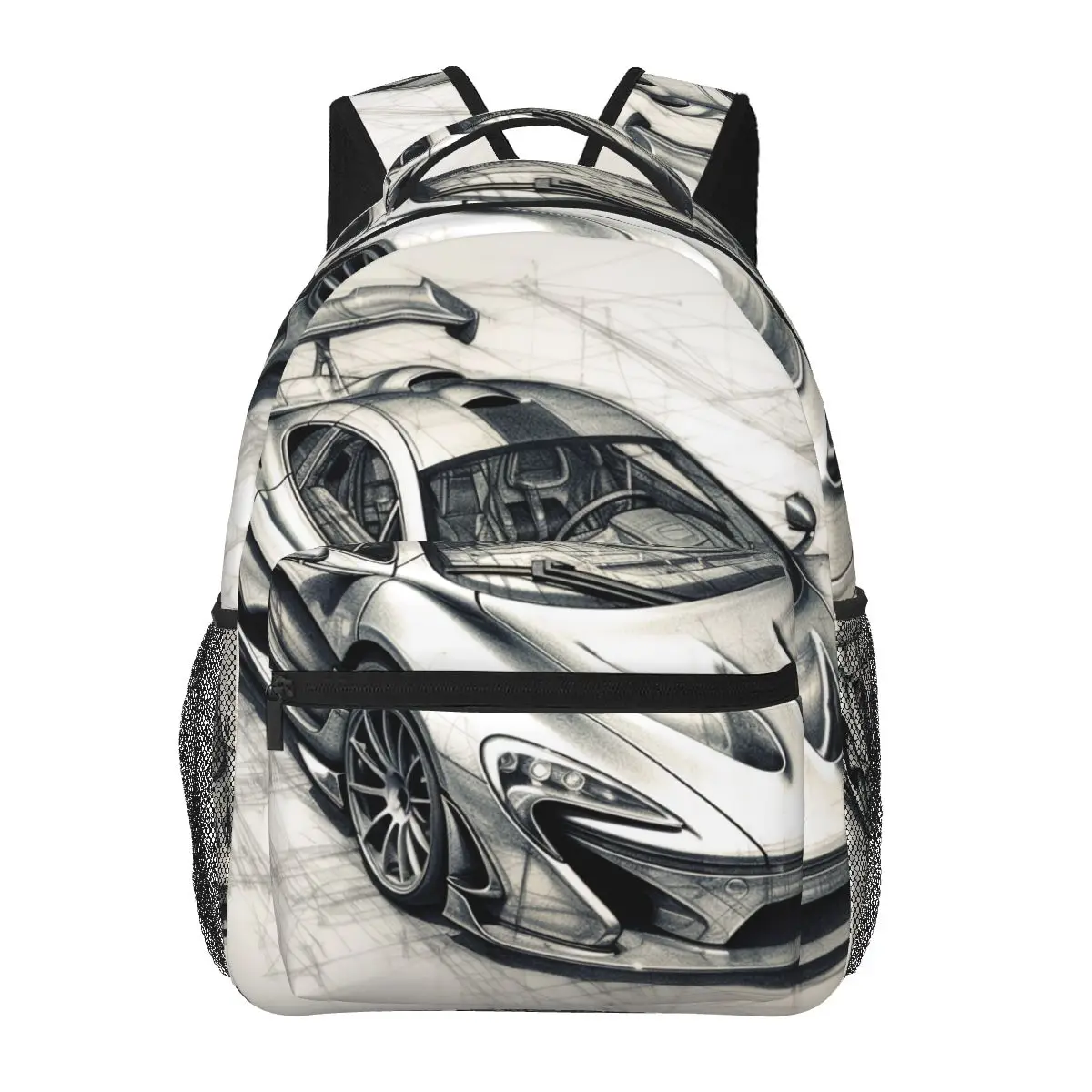 

Powerful Sports Car Backpack Schematics Pencil Drawing Travel Backpacks Teen Kawaii School Bags Design Pattern Rucksack