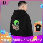 Толстовка мужская с мультяшным инопланетянином, свитшот, пуловер, Худи оверсайз с графическим принтом, одежда в готическом стиле Харадзюку